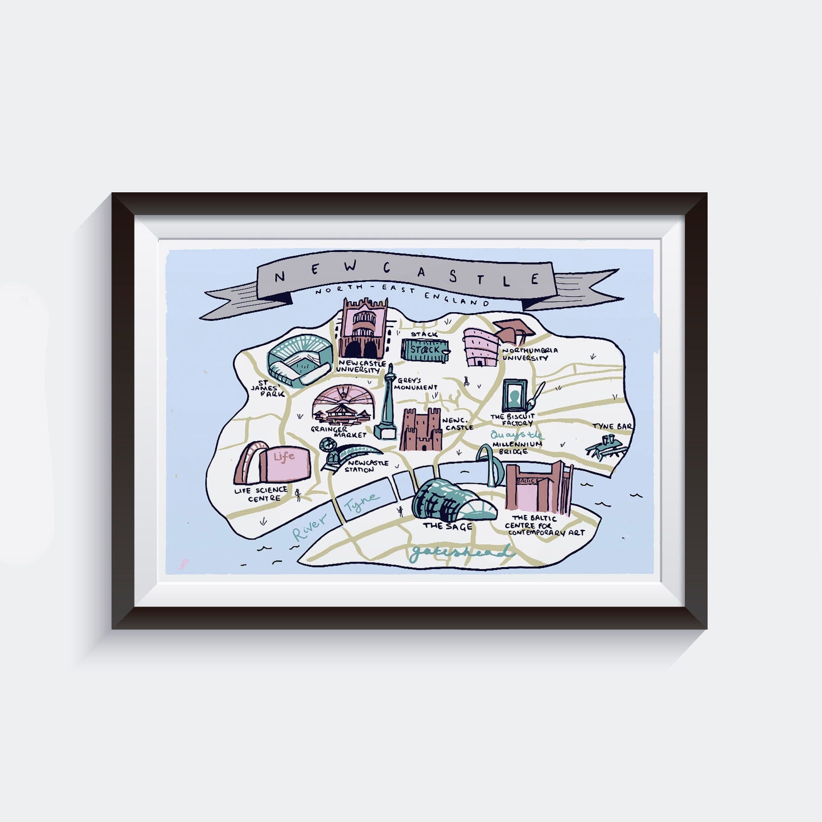 Newcastle Illustrated Map