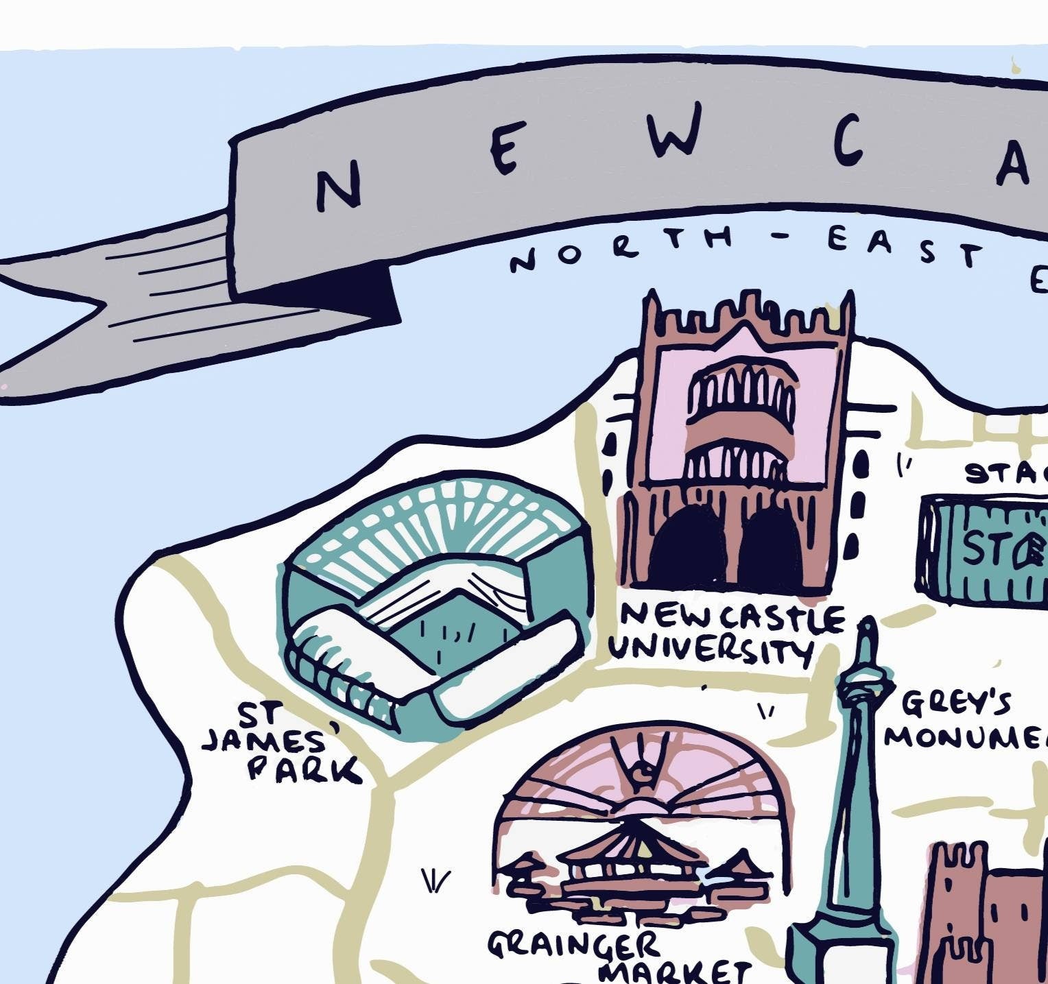 Newcastle Illustrated Map