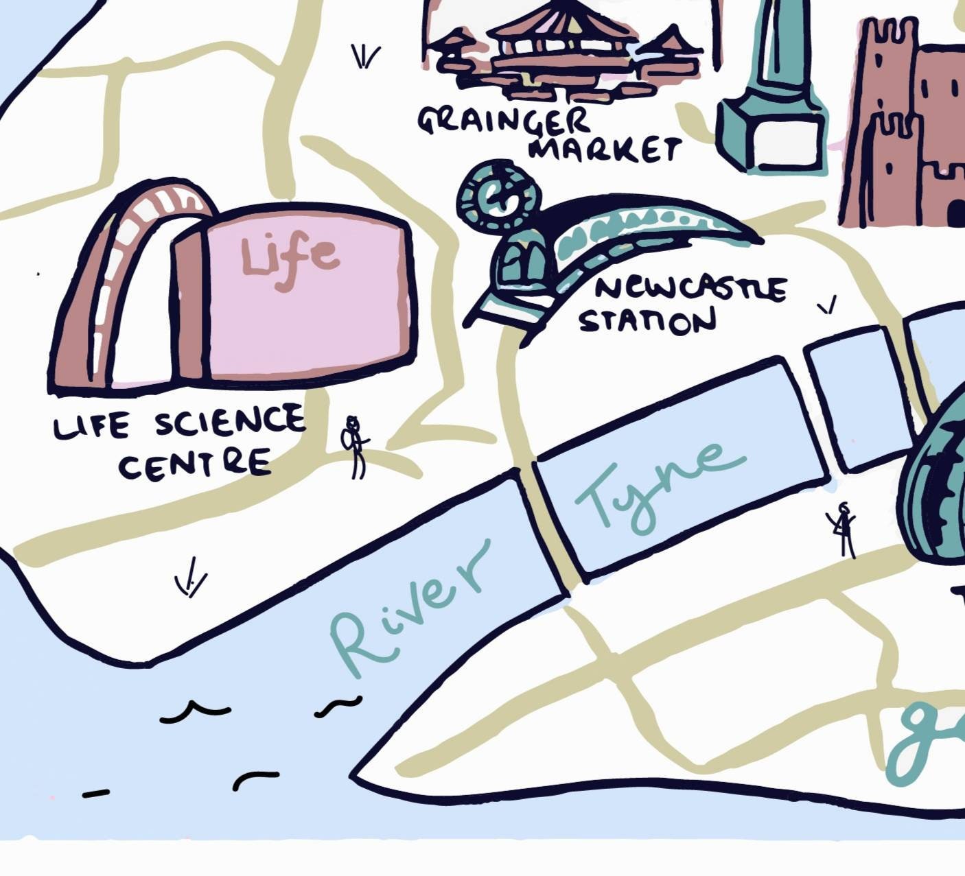 Newcastle Illustrated Map