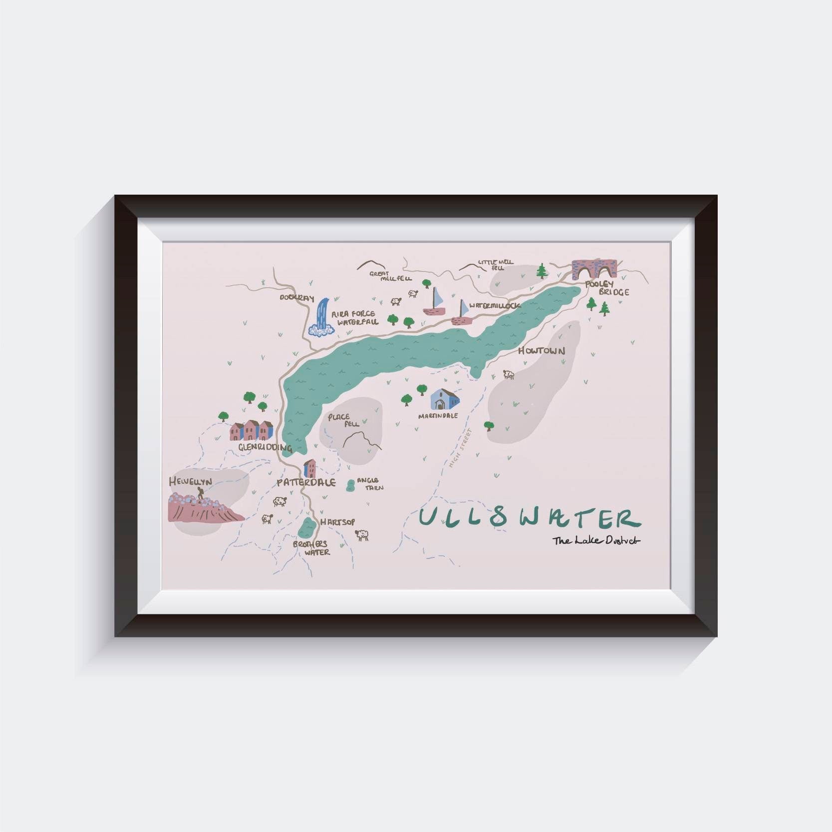 Ullswater, The Lake District, illustrated map