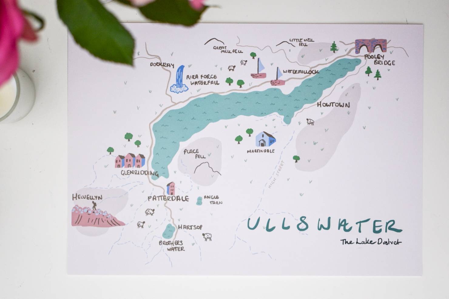 Ullswater, The Lake District, illustrated map