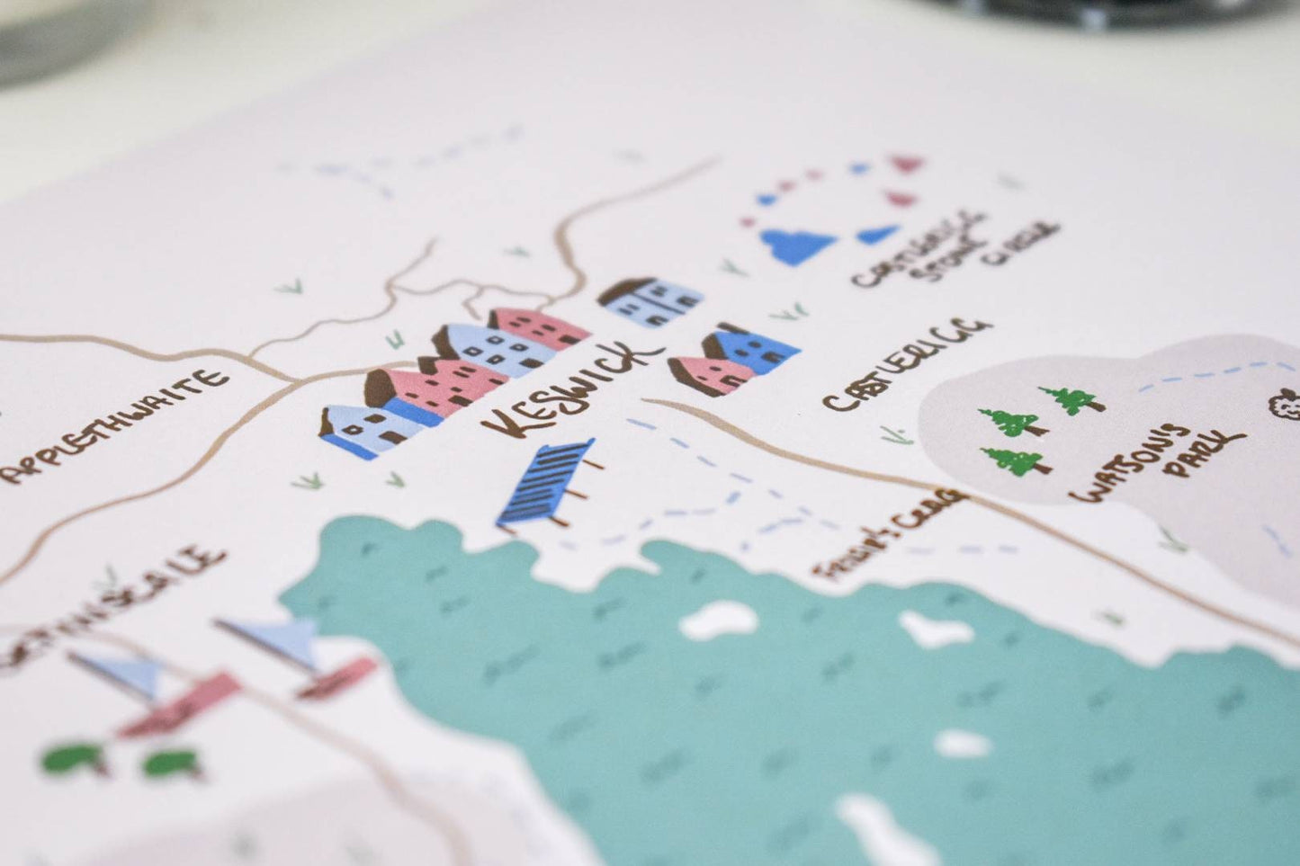 Derwentwater, The Lake District, illustrated map