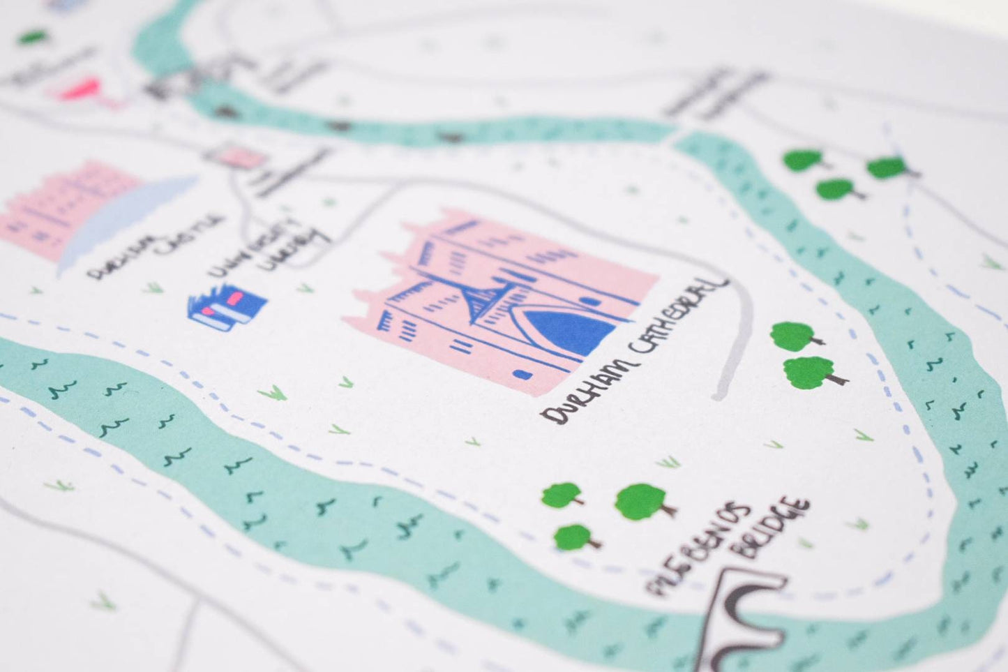 Durham City Illustrated Map, Durham Cathedral, Durham University