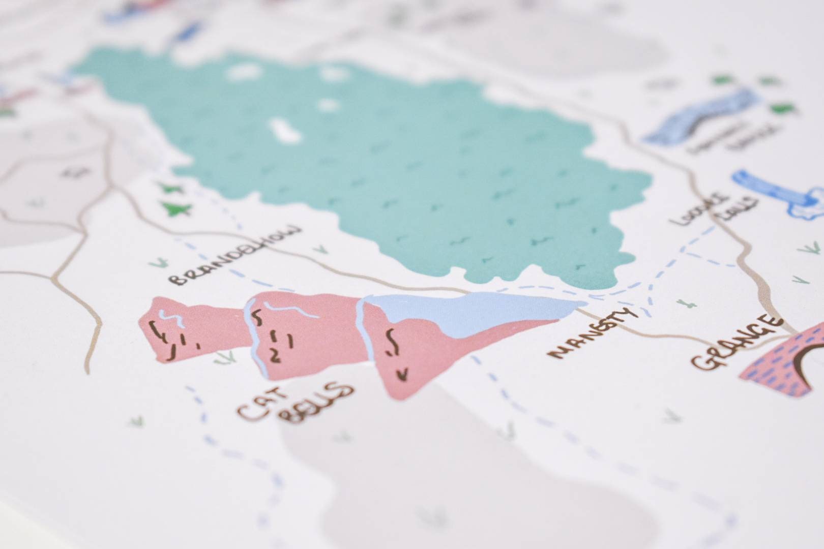 Derwentwater, The Lake District, illustrated map