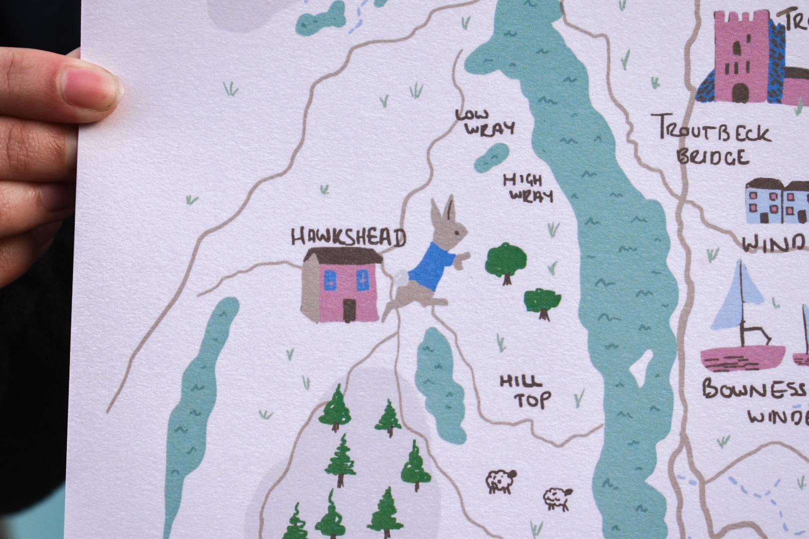 Lake Windermere, The Lake District, illustrated map