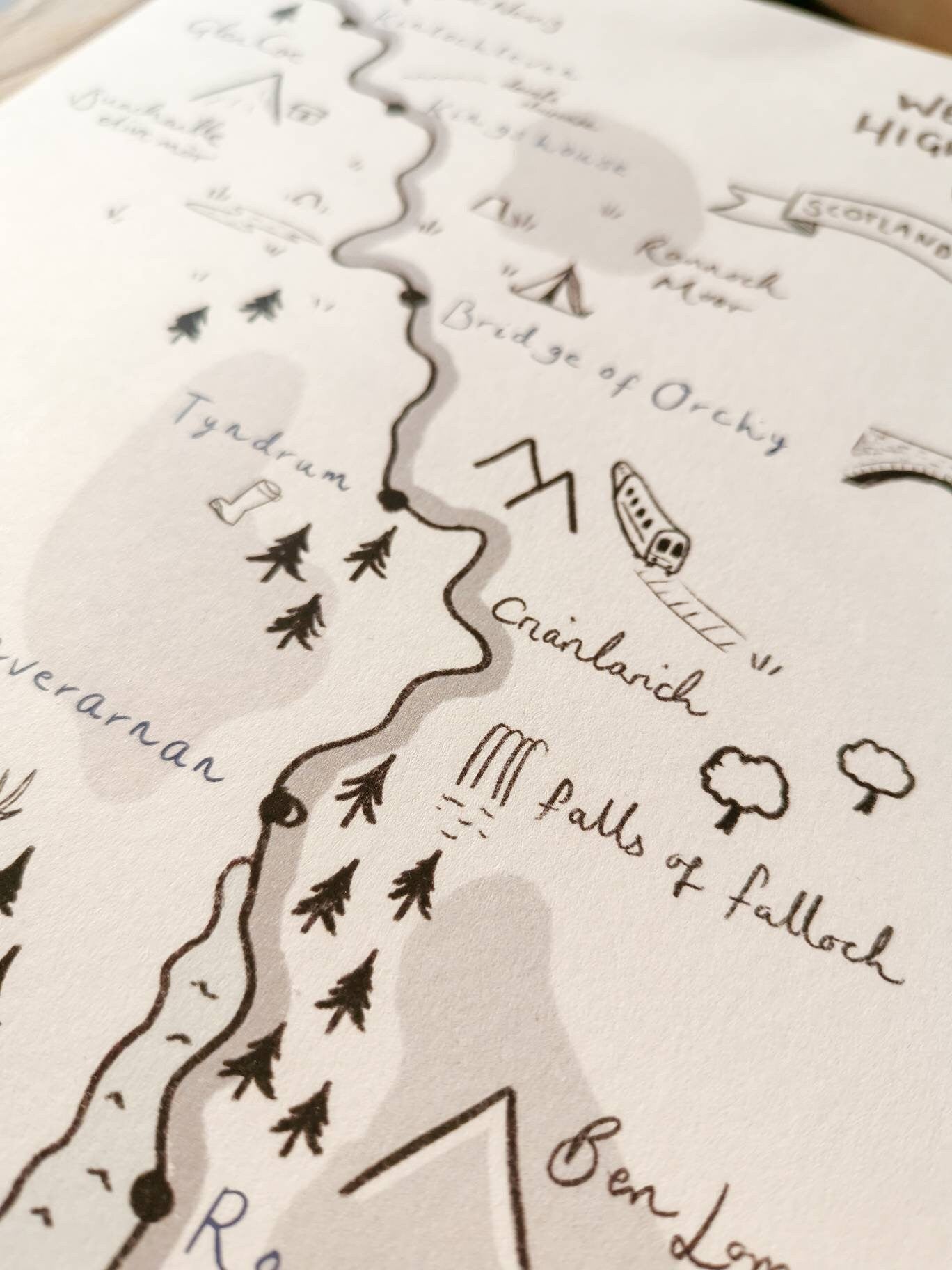 West Highland Way Map Illustration, Customisable, Personalised WHW Print