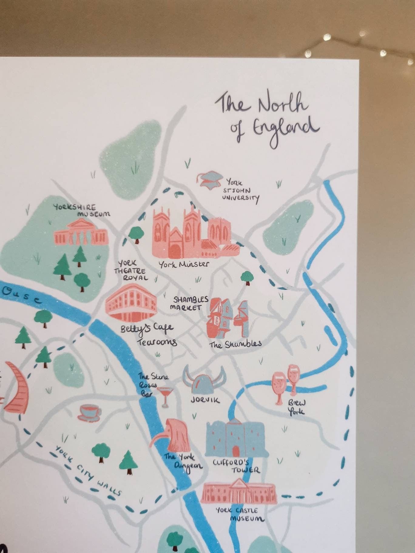 York Illustrated Map, Yorkshire, The North of England