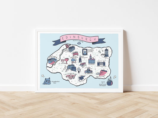 Edinburgh Illustrated Map - Dean Village, University of Edinburgh, Calton Hill, Balmoral