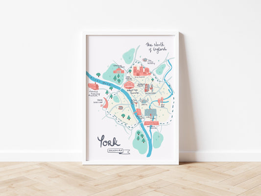 York Illustrated Map, Yorkshire, The North of England