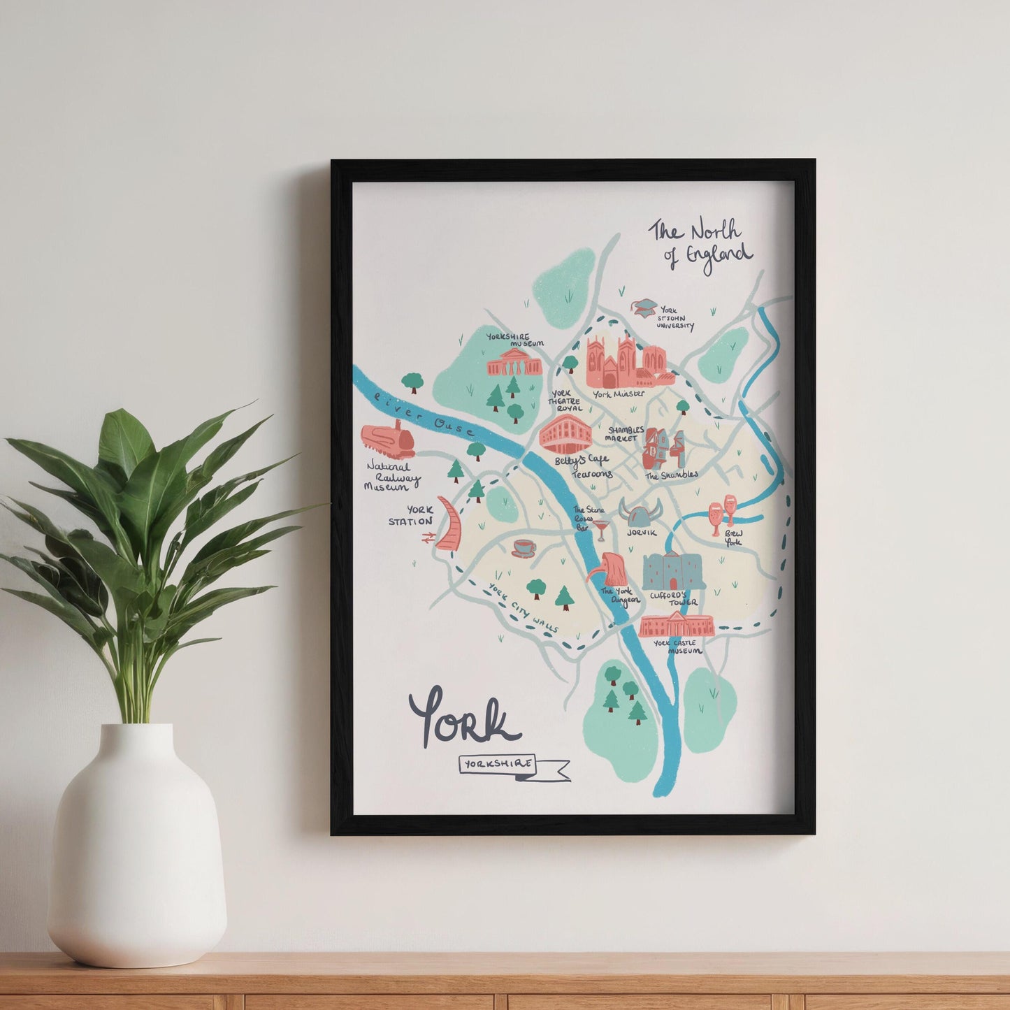 York Illustrated Map, Yorkshire, The North of England