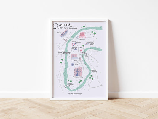 Durham City Illustrated Map, Durham Cathedral, Durham University