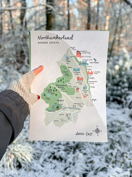 Northumberland Illustrated Map (Green)