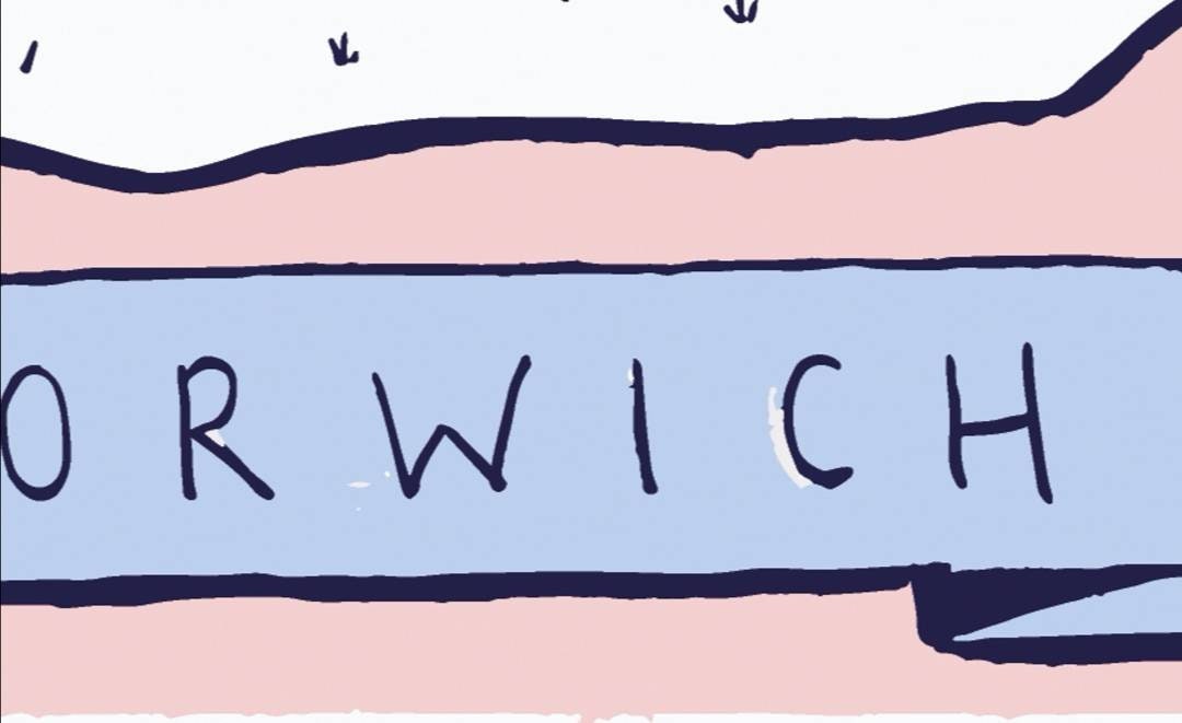Norwich Illustrated Map - Pink