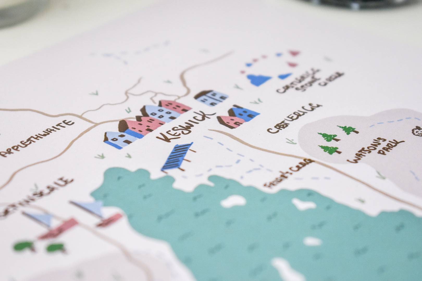 Derwentwater, The Lake District, illustrated map