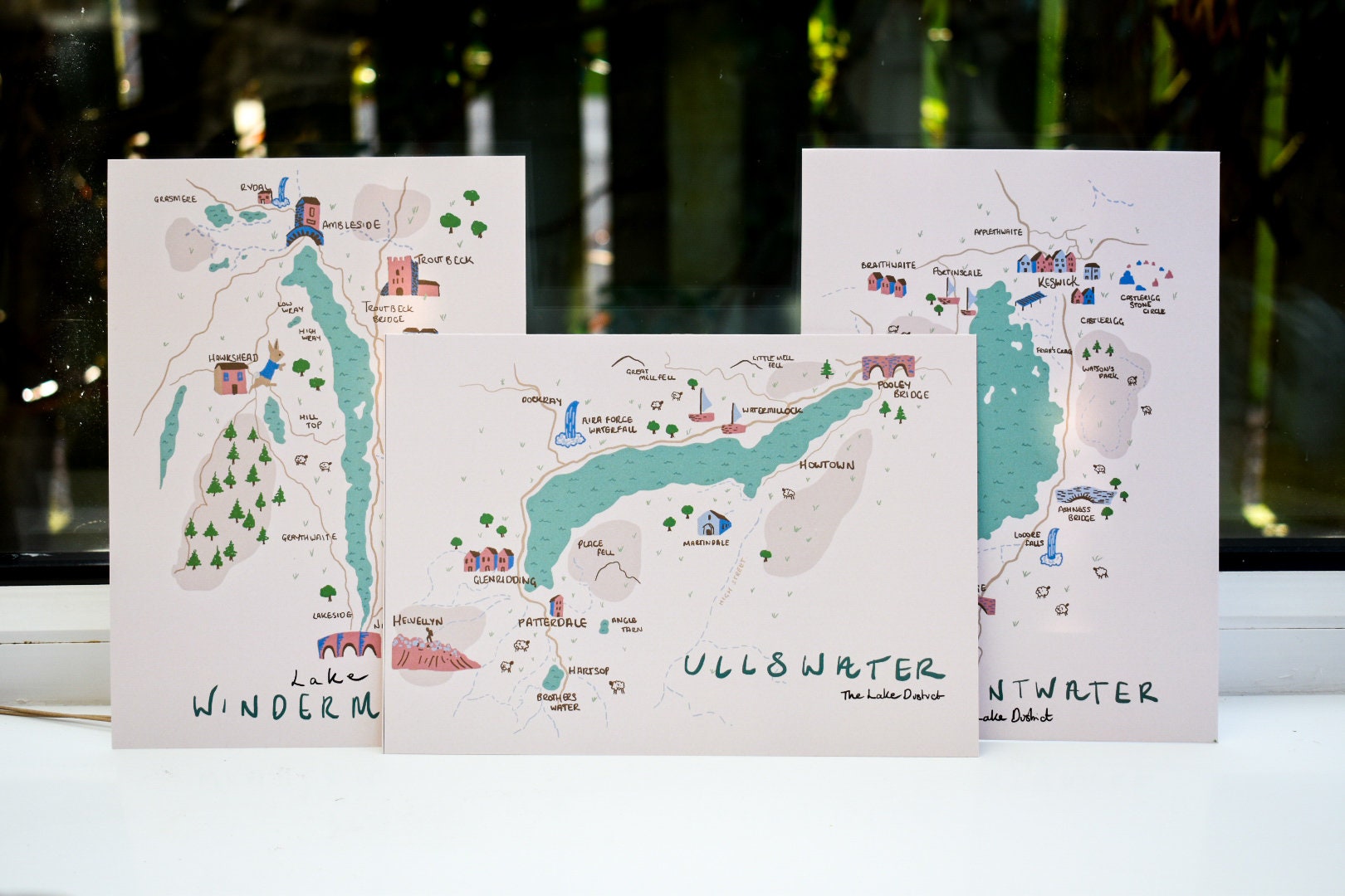 Lake Windermere, The Lake District, illustrated map