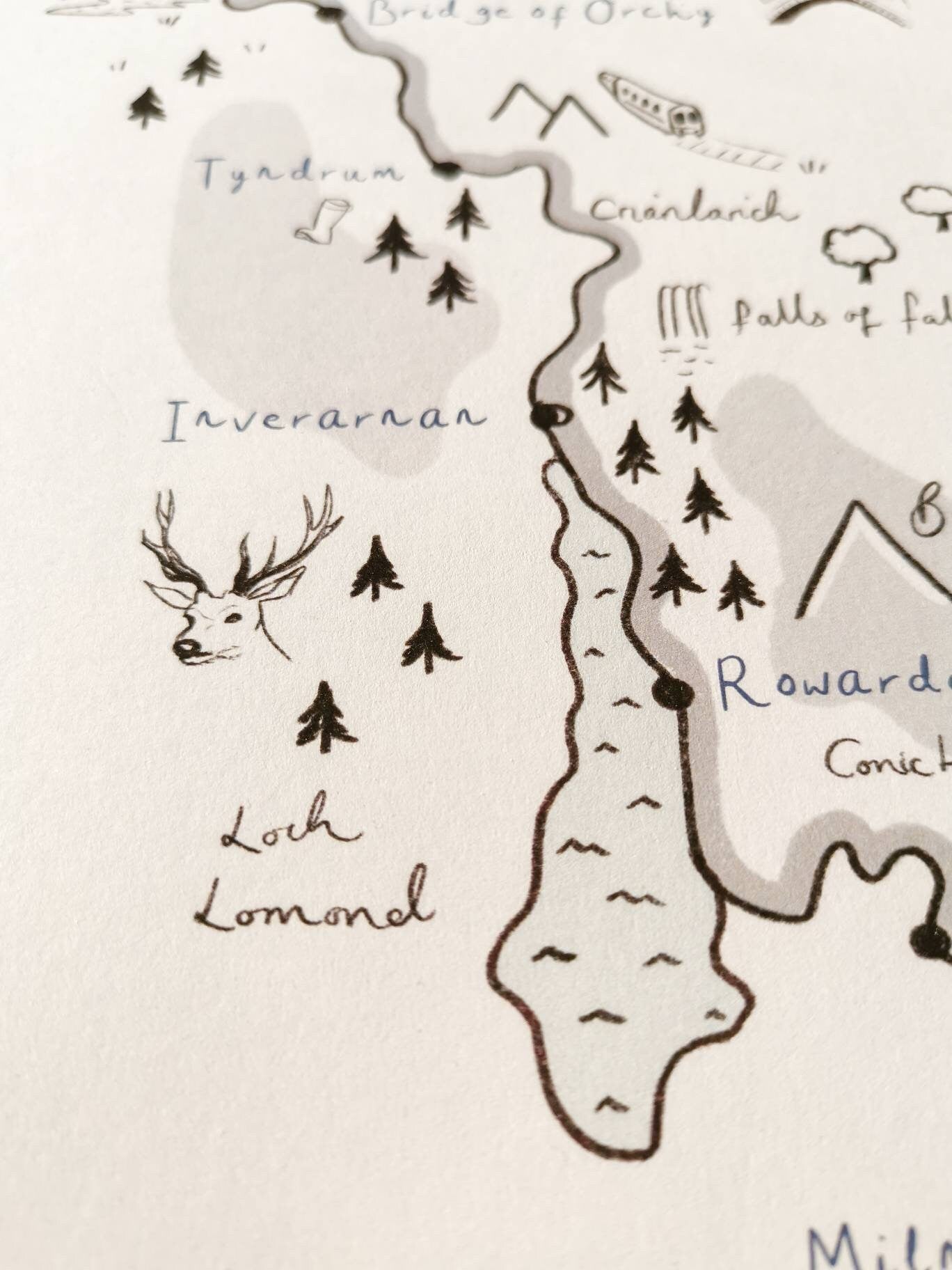 West Highland Way Map Illustration, Customisable, Personalised WHW Print